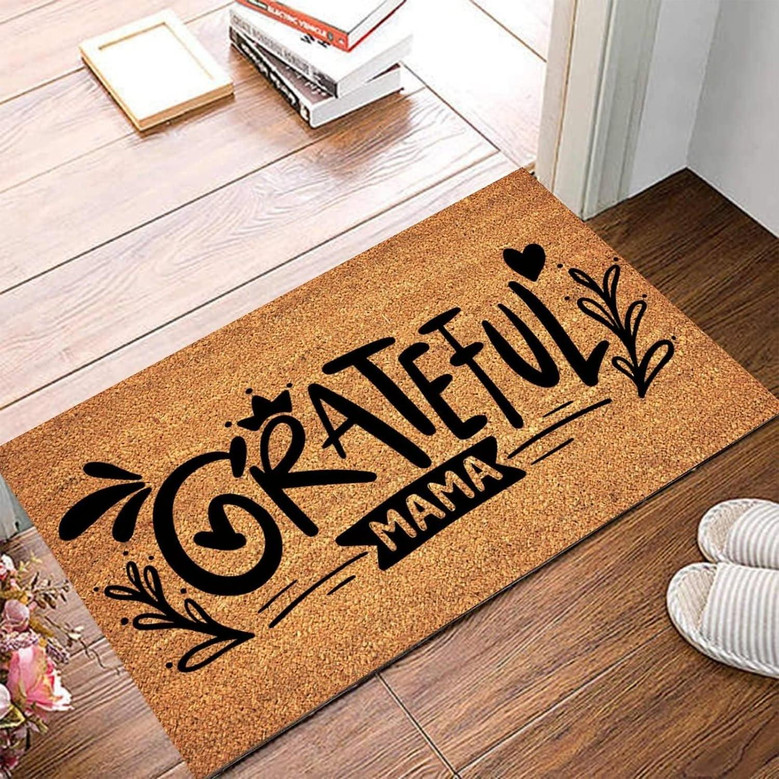 Outdoor Mats For Home Entrance Quote Inspirational Motivational Funny Coir Doormat With Heavy Duty Backing Grateful Mama Coir Mat Indoor Outdoor - Front Door Entryway Mats Housewarming Gift