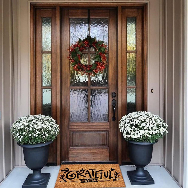 Outdoor Mats For Home Entrance Quote Inspirational Motivational Funny Coir Doormat With Heavy Duty Backing Grateful Mama Coir Mat Indoor Outdoor - Front Door Entryway Mats Housewarming Gift