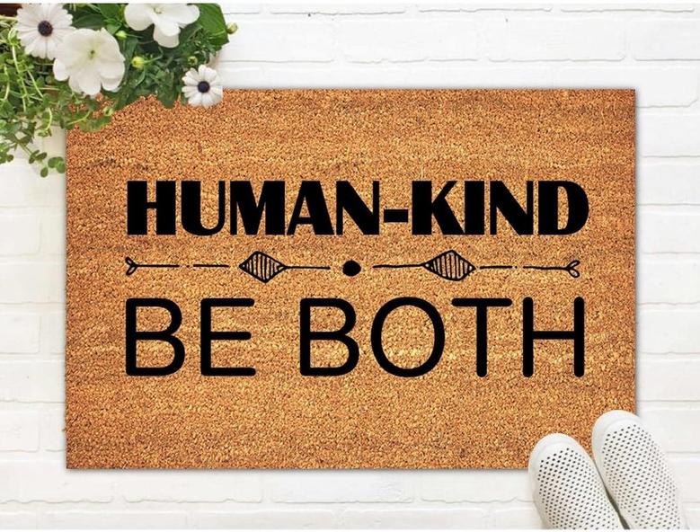 Human-kind Be Both Coir Doormat Rustic Non-slip Rubber Back Front Door Rugs Indoor Funny Coir Doormat Quotes Inspired Welcome Mat For Outside Porch Entrance Welcome Home Gifts