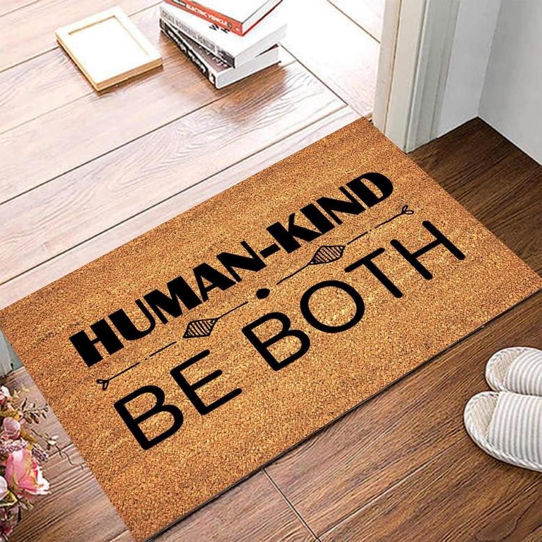 Human-kind Be Both Coir Doormat Rustic Non-slip Rubber Back Front Door Rugs Indoor Funny Coir Doormat Quotes Inspired Welcome Mat For Outside Porch Entrance Welcome Home Gifts