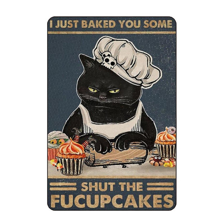 Black Cat Metal Poster I Just Baked You Some Cakes Metal Tin Sign Home Kitchen Cafe Farmhouse Wall Decor 