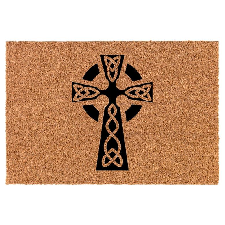 Celtic Cross Coir Doormat Door Mat Housewarming Gift Newlywed Gift Wedding Gift New Home