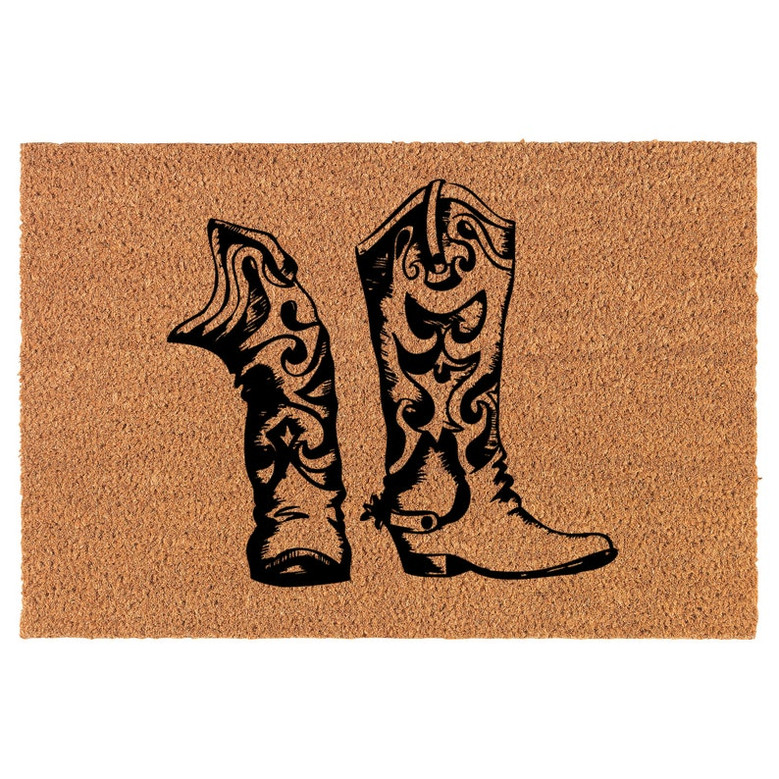 Cowboy Cowgirl Boots Funny Coir Doormat Door Mat Housewarming Gift Newlywed Gift Wedding Gift New Home