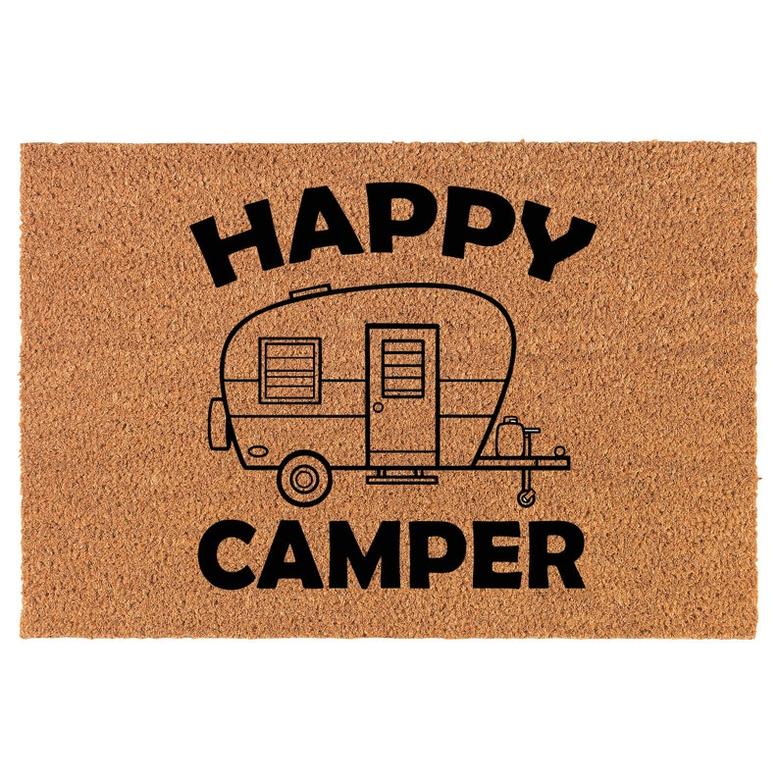 Happy Camper RV Camping Coir Doormat Door Mat Entry Mat Housewarming Gift Newlywed Gift Wedding Gift New Home