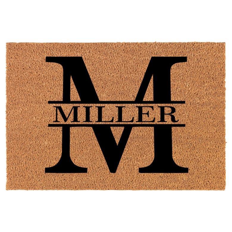 Monogram Initial Personalized Custom Family Name Coir Doormat Welcome Front Door Mat New Home Closing Housewarming Gift