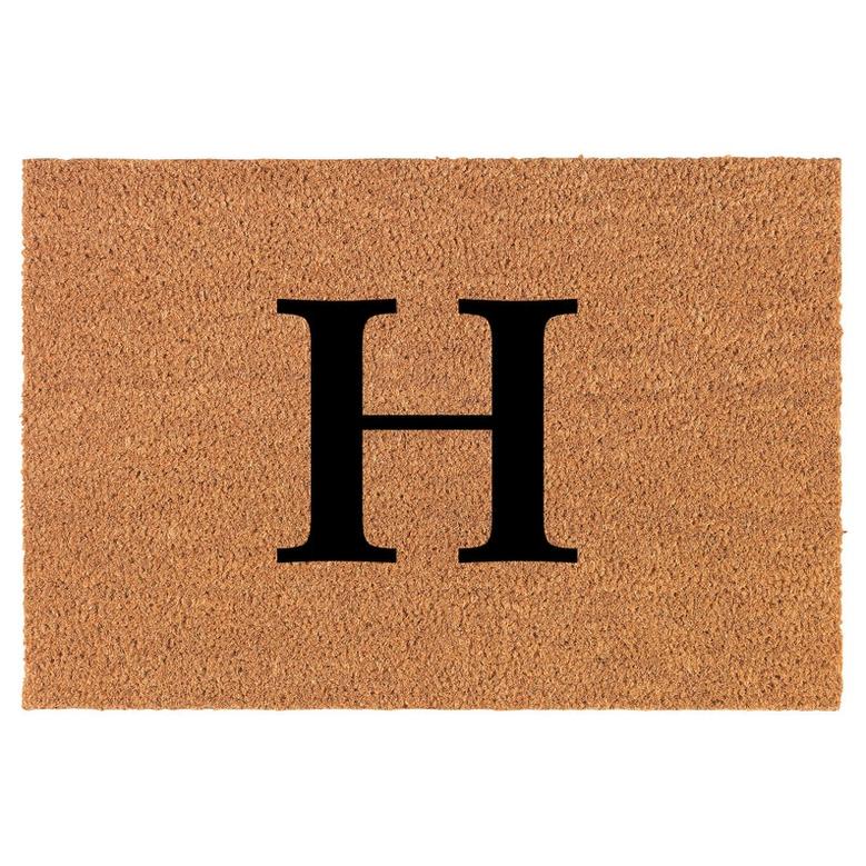 Monogram Initial Personalized Custom Family Name Single Letter Center Coir Doormat Welcome Front Door Mat New Home Closing Housewarming Gift