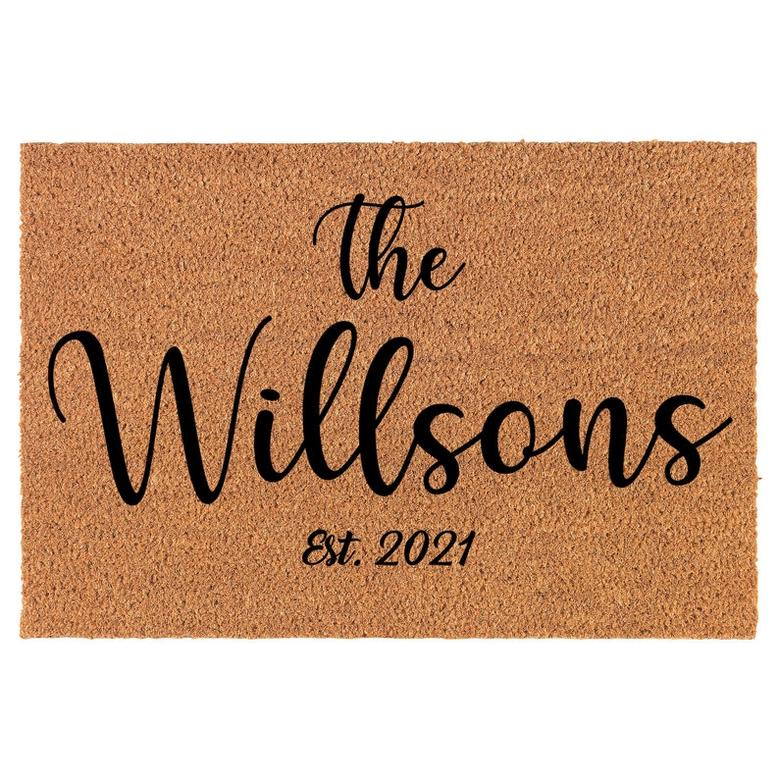 Personalized Family Name Established Custom Coir Doormat Welcome Front Door Mat New Home Closing Housewarming Gift