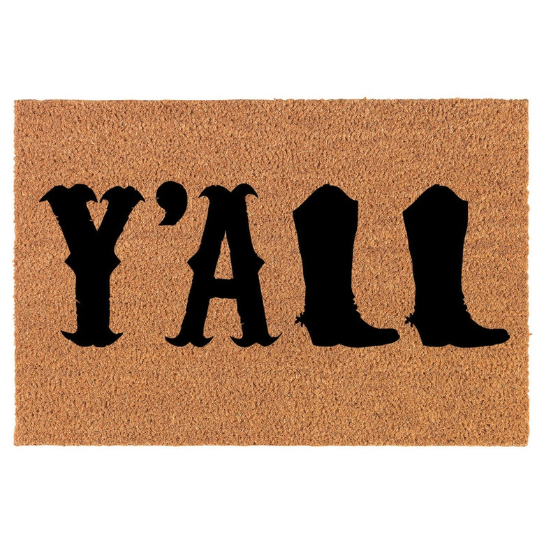 Y'all Boots Country Cowgirl Coir Doormat Door Mat Entry Mat Housewarming Gift Newlywed Gift Wedding Gift New Home