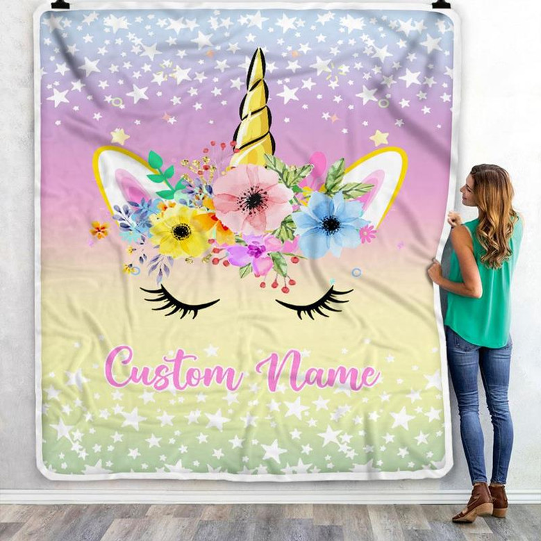 Personalized Rainbow Unicorn Blanket Baby Custom Name Cute Unicorn for Girl Daughter Granddaughter Niece Birthday Christmas Customized Bed Fleece Throw Blanket Personalized Rainbow Unicorn Blanket Baby Custom Name Cute Unicorn for Girl Daughter Granddaughter Niece Birthday Christmas Customized Bed Fleece Throw Blanket