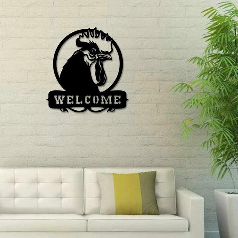 Chicken Welcome Metal Sign, Farm Animals Metal Wall Hanging, Chicken Coop Home Decoration Animal Poultry Sign