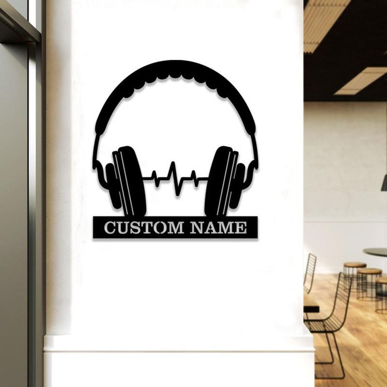 Custom Headphone Metal Wall Art, Headphone Name Sign, Game Room Decor, Studio Wall Art, Headphone Decor, Gamer Gift, DJ Gift
