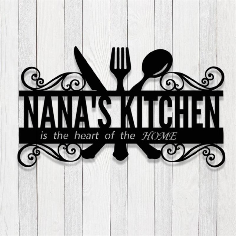 Custom Kitchen Metal Sign With Lights,Personalized Kitchen Name Signs