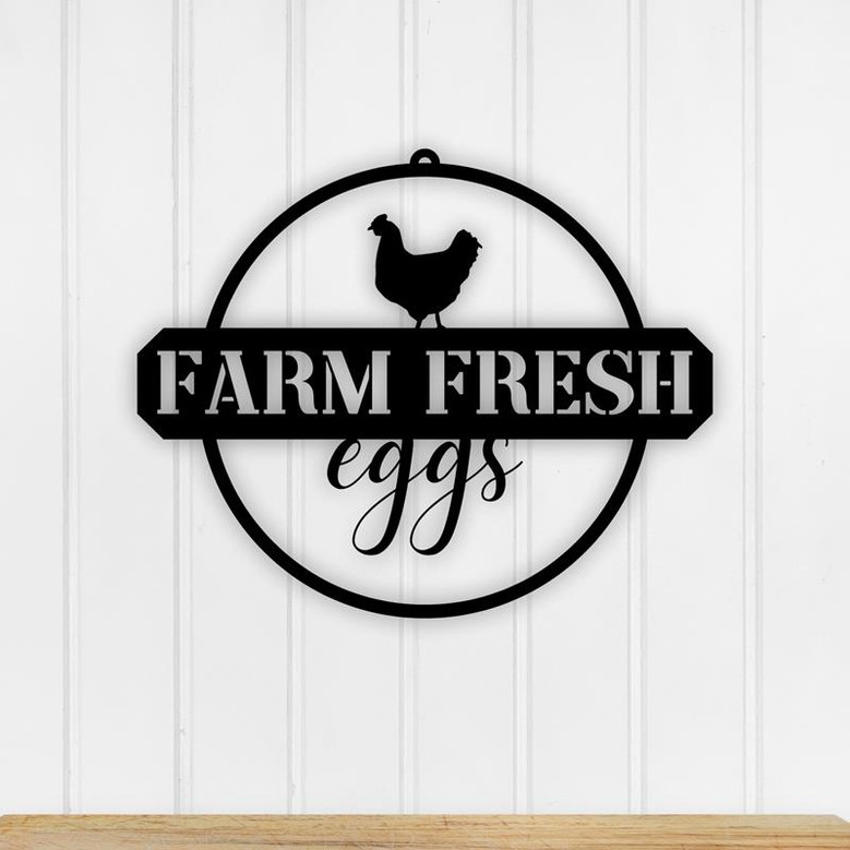 Farm Fresh Eggs Metal Sign Farm Fresh Eggs Farmhouse Sign Chicken Coop Sign Farm Sign Outdoor Sign Chicken Metal Sign Rustic Egg Sign