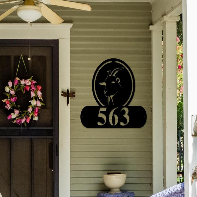 Goat Address Sign Goat Metal Sign Metal Farm Sign Goat Ranch Sign Address Signs House Number Plaque Address Plaque Metal Signs