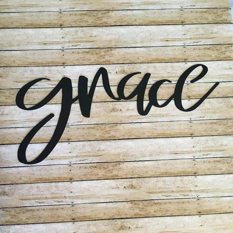 Grace Metal Sign Farmhouse Decor Metal Wall Art Housewarming Gift Metal Words Grace Sign
