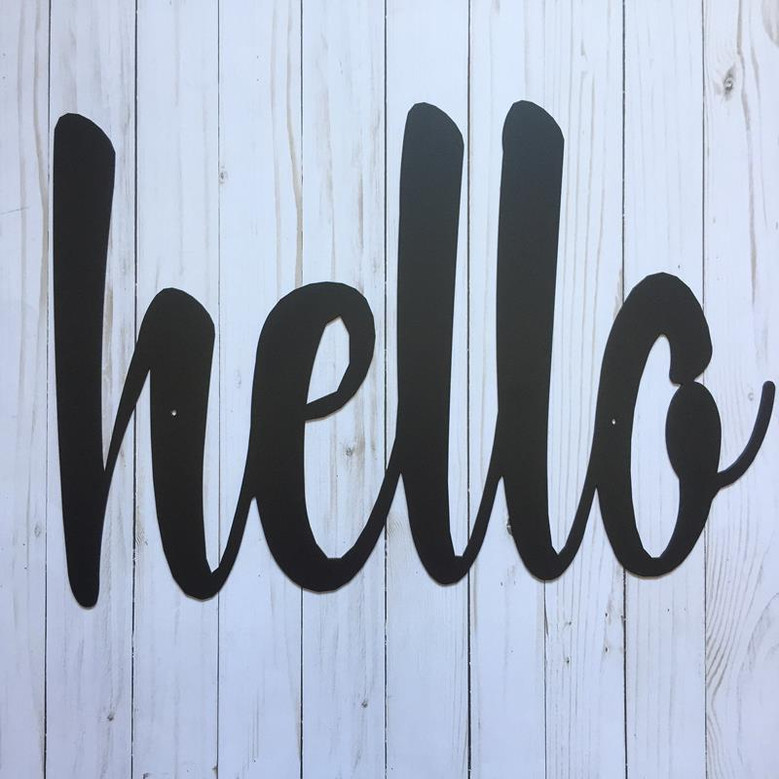 Hello Metal Sign Farmhouse Decor Metal Wall Art Housewarming Gift Greeting Metal Word Bold Sign