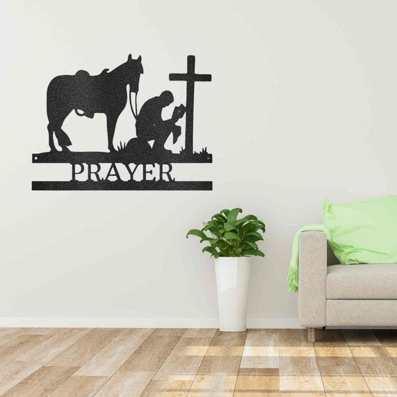 Kneeling Cowboy Monogram - Steel Sign Metal Wall Art Décor