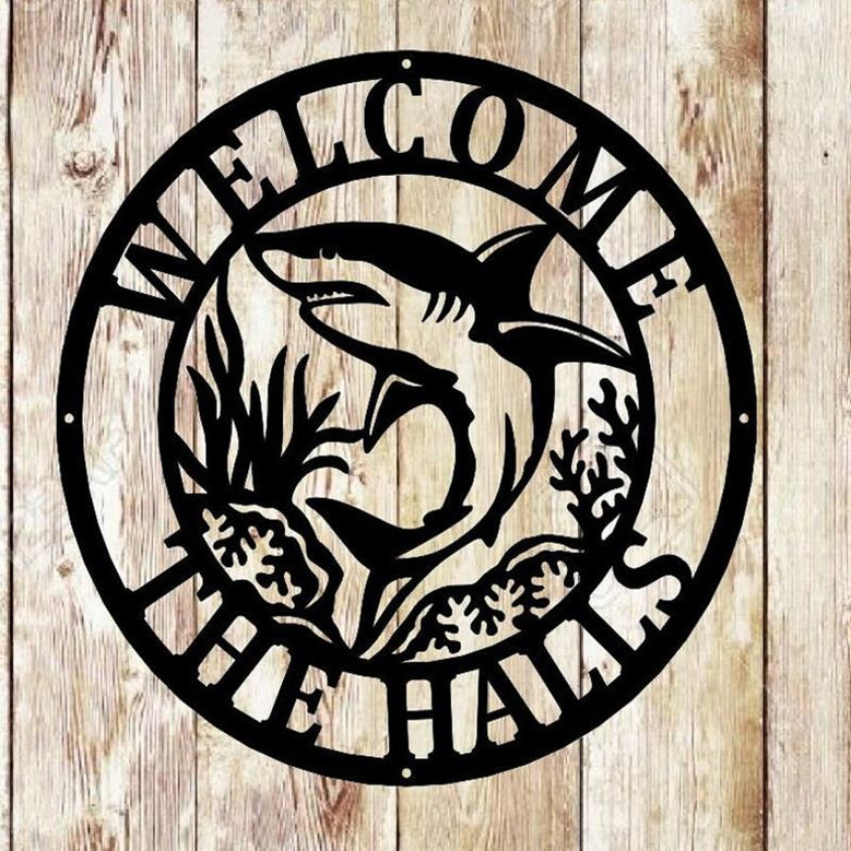 Last name Shark Sign, Shark Metal Sign, Metal Shark Sign, Metal Wall Art, Metal Monogram Sign, Living Room Decor