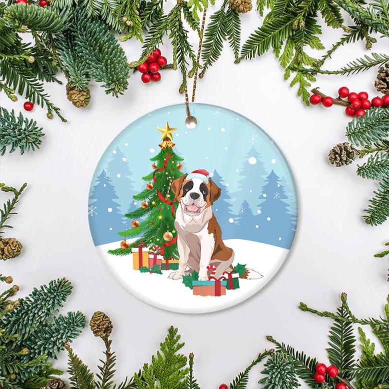 Merry Christmas Tree Saint Bernard Christmas and Dogs Gift for Dog Lovers Christmas Tree Ornament
