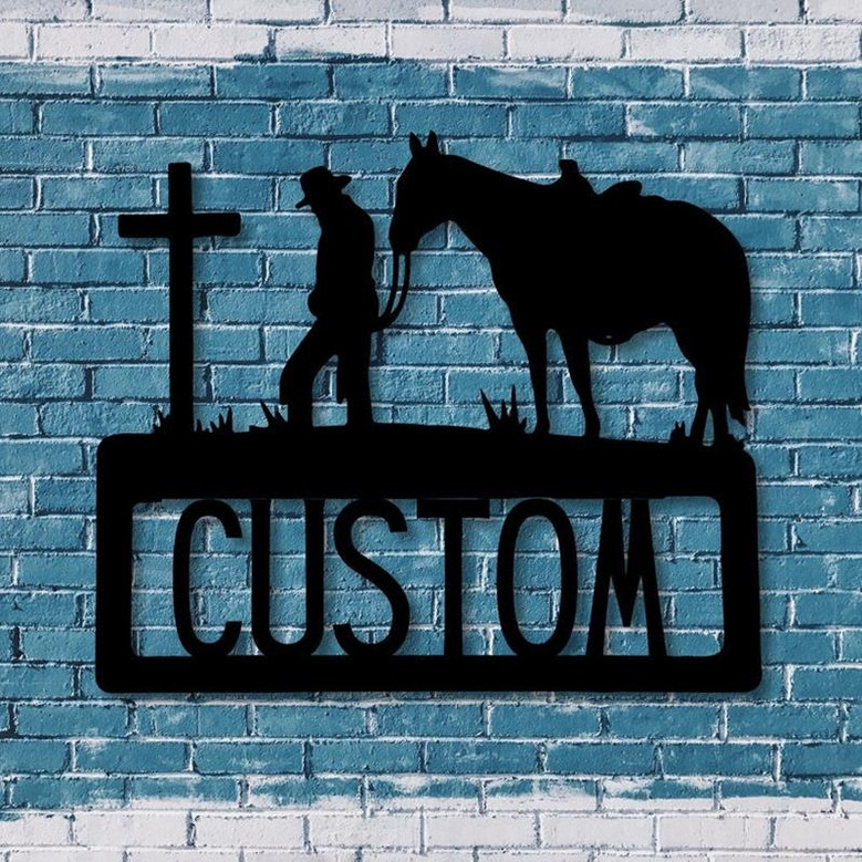 Metal Cowboy Name Sign Metal Farm Sign Metal Wall Art Farmhouse Decor Family Name Sign Housewarming Metal Sign For Cowboy