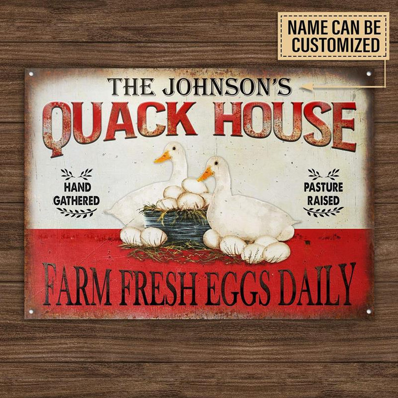 Metal Sign- Pretty Duck Quack House Rectangle Metal Sign Custom Name