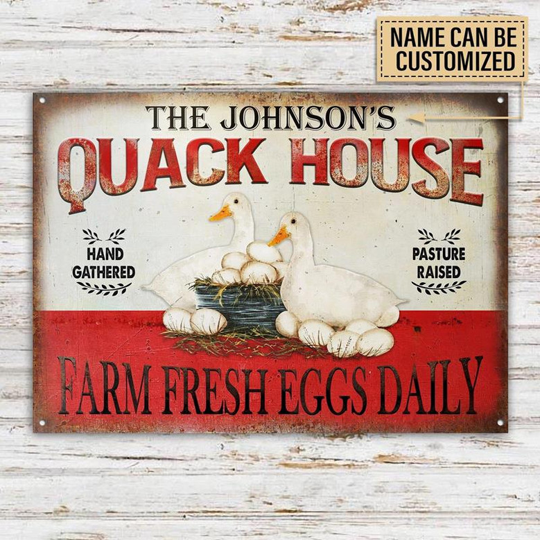 Metal Sign- Pretty Duck Quack House Rectangle Metal Sign Custom Name