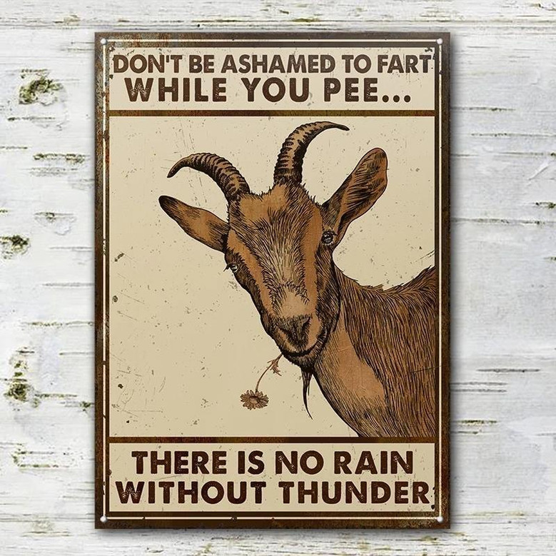 Metal Sign- Pretty Goat Sketch Don't Be Ashamed Rectangle Metal Sign