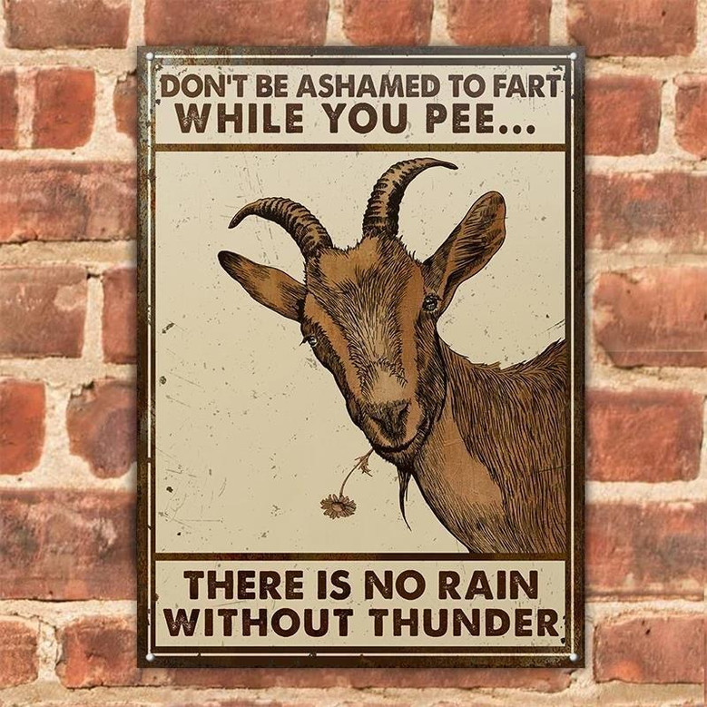 Metal Sign- Pretty Goat Sketch Don't Be Ashamed Rectangle Metal Sign