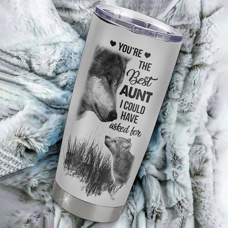 Personalized To My Aunt From Niece Stainless Steel Tumbler Cup Wolf Always Be Your Little Girl Aunt Mothers Day Birthday Christmas Travel Mug