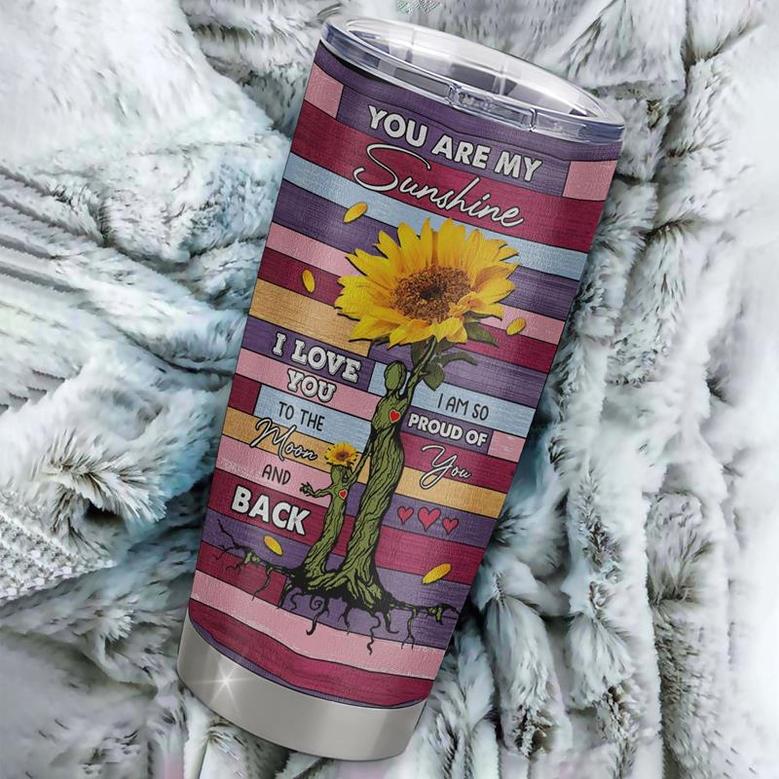Personalized To My Bonus Daughter From Stepmom Stainless Steel Tumbler Cup Wood Sunflower Never Forget I Love You Stepdaughter Birthday Graduation Christmas Travel Mug