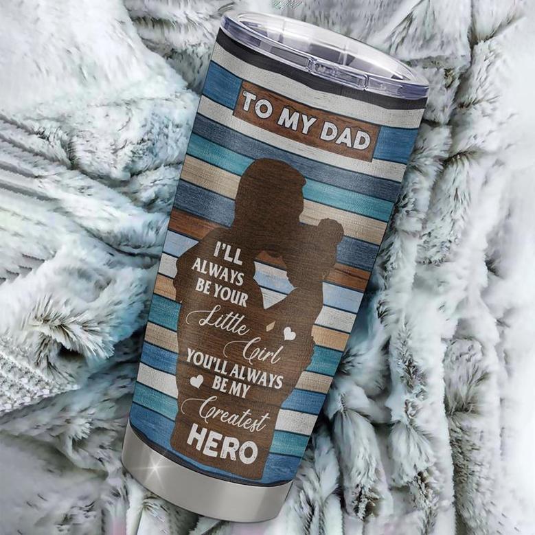 Personalized To My Dad From Daughter Stainless Steel Tumbler Cup Wood Little Girl Thank You Dad Fathers Day Birthday Christmas Travel Mug