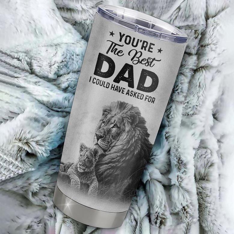 Personalized To My Dad From Son Litte Boy Stainless Steel Tumbler Cup Love You Always And Forever Lion Dad Fathers Day Birthday Christmas Travel Mug