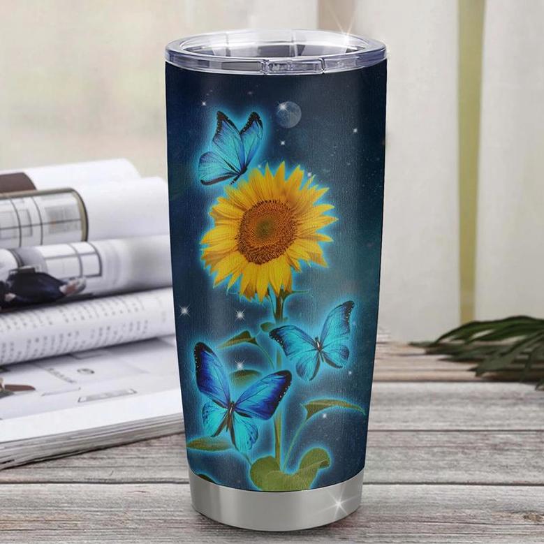 Personalized To My Daughter From Mom Mother Stainless Steel Tumbler Cup Be Brave Be Stronger Butterfly Sunflower Daughter Birthday Graduation Christmas Travel Mug