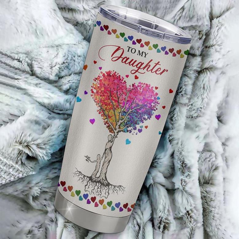 Personalized To My Daughter From Mom Mother Stainless Steel Tumbler Cup Colorful Tree Never Forget I Love You Daughter Birthday Graduation Christmas Travel Mug