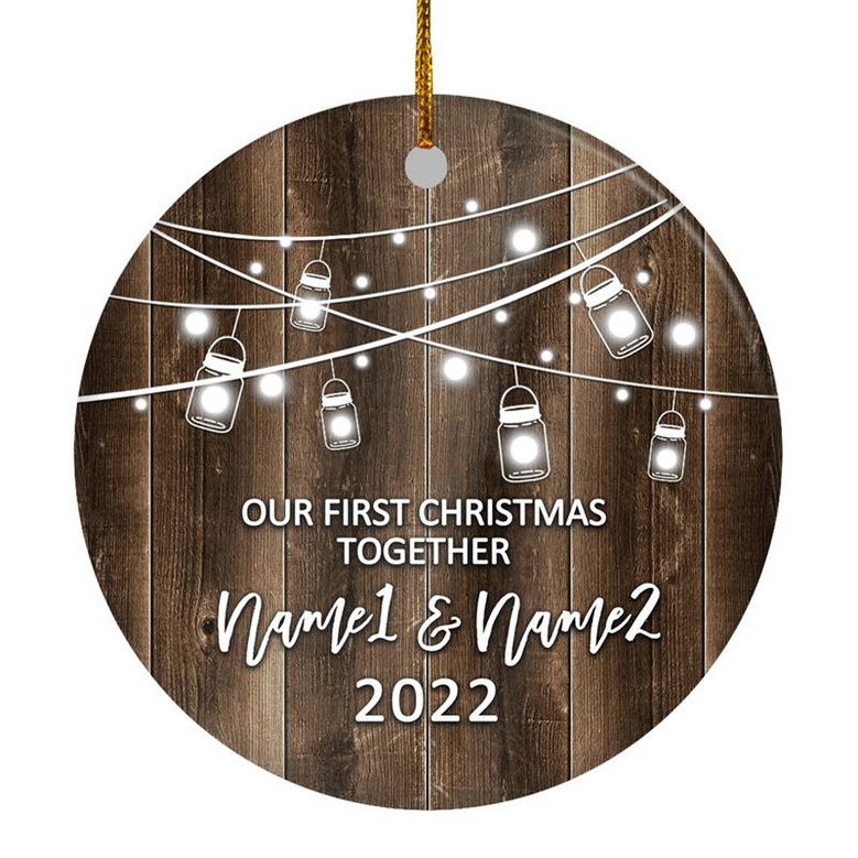 Personalized Our First Christmas Together 2022 Ornament Established Couple Keepsake Boyfriend Girlfriend Rustic Gift for Couples 3 Christmas Tree Ornament