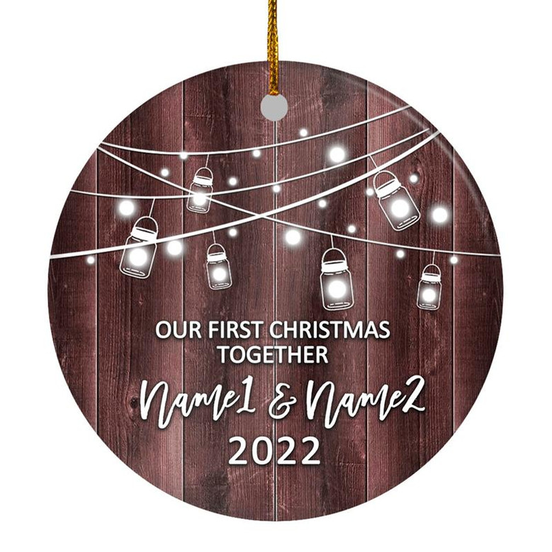 Personalized Our First Christmas Together 2022 Ornament Established Couple Keepsake Boyfriend Girlfriend Rustic Gift for Couples 4 Christmas Tree Ornament