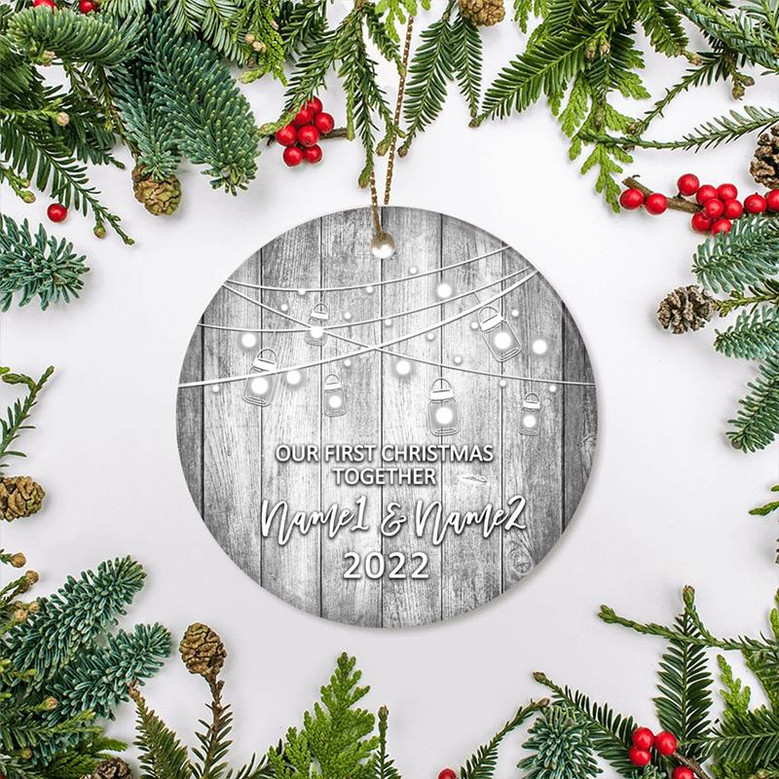 Personalized Our First Christmas Together 2022 Ornament Established Couple Keepsake Boyfriend Girlfriend Rustic Gift for Couples 6 Christmas Tree Ornament