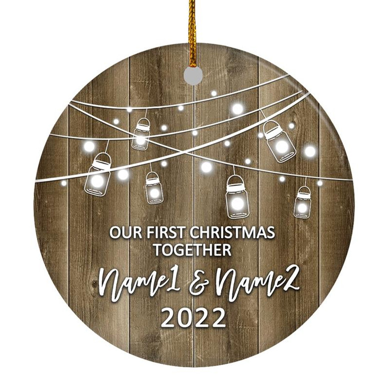 Personalized Our First Christmas Together 2022 Ornament Established Couple Keepsake Boyfriend Girlfriend Rustic Gift for Couples 2 Christmas Tree Ornament