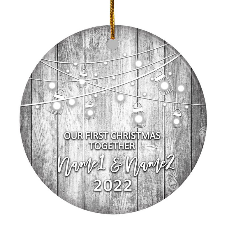 Personalized Our First Christmas Together 2022 Ornament Established Couple Keepsake Boyfriend Girlfriend Rustic Gift for Couples 6 Christmas Tree Ornament