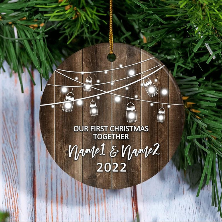 Personalized Our First Christmas Together 2022 Ornament Established Couple Keepsake Boyfriend Girlfriend Rustic Gift for Couples 3 Christmas Tree Ornament