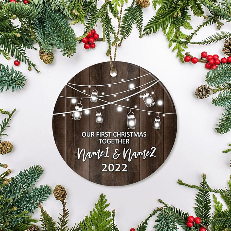 Personalized Our First Christmas Together 2022 Ornament Established Couple Keepsake Boyfriend Girlfriend Rustic Gift for Couples 5 Christmas Tree Ornament