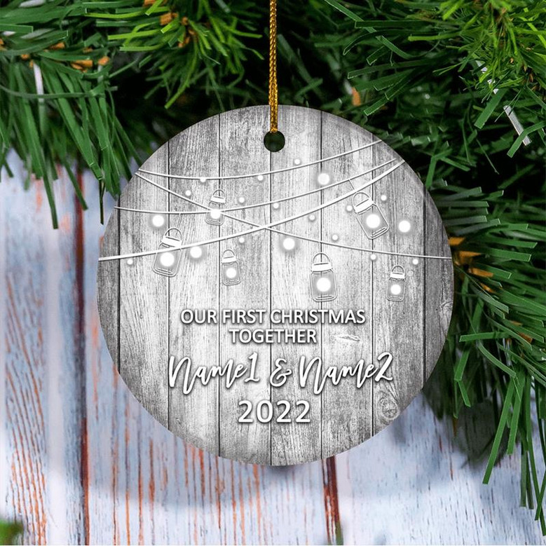 Personalized Our First Christmas Together 2022 Ornament Established Couple Keepsake Boyfriend Girlfriend Rustic Gift for Couples 6 Christmas Tree Ornament