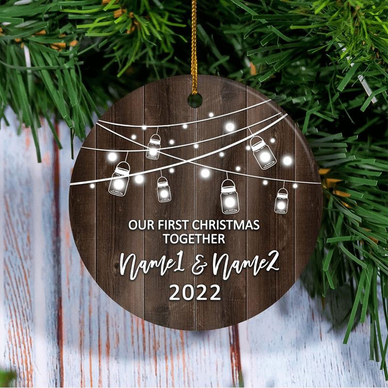 Personalized Our First Christmas Together 2022 Ornament Established Couple Keepsake Boyfriend Girlfriend Rustic Gift for Couples 5 Christmas Tree Ornament