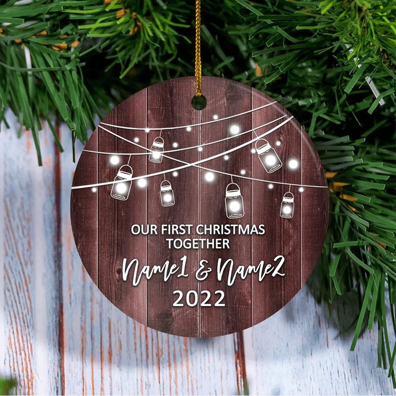 Personalized Our First Christmas Together 2022 Ornament Established Couple Keepsake Boyfriend Girlfriend Rustic Gift for Couples 4 Christmas Tree Ornament