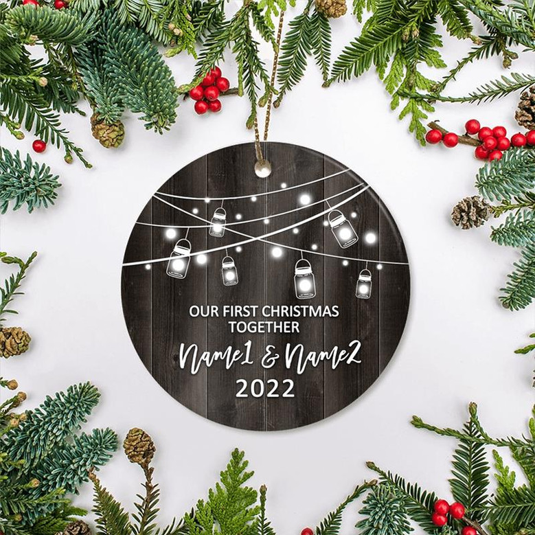 Personalized Our First Christmas Together 2022 Ornament Established Couple Keepsake Boyfriend Girlfriend Rustic Gift for Couples 1 Christmas Tree Ornament