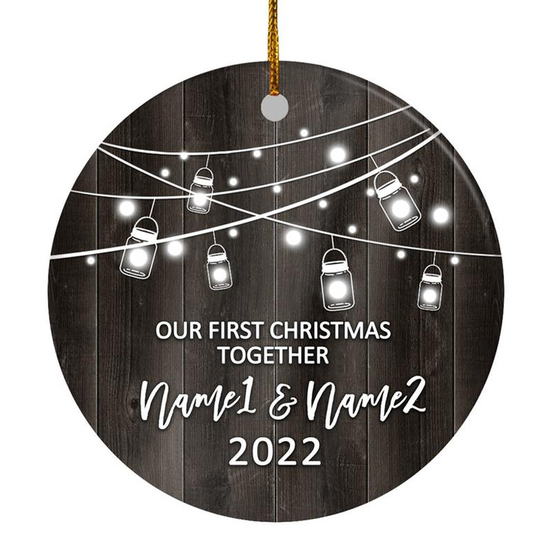 Personalized Our First Christmas Together 2022 Ornament Established Couple Keepsake Boyfriend Girlfriend Rustic Gift for Couples 1 Christmas Tree Ornament
