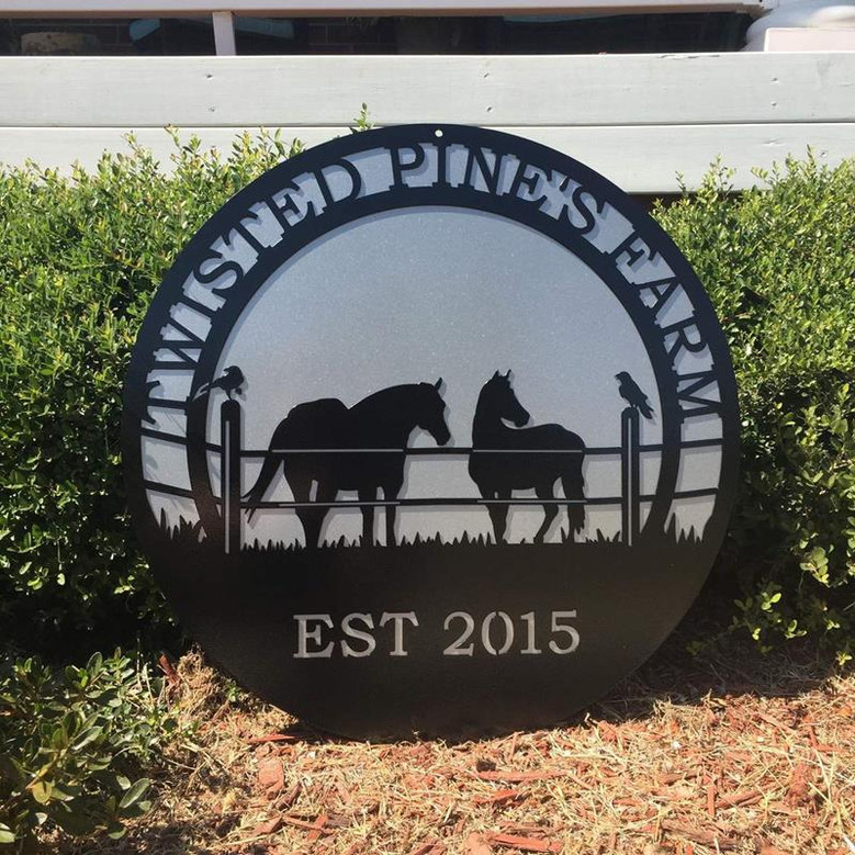 Personalized Horse & Raven Farm Sign Cut Metal Sign Metal Wall Art ...