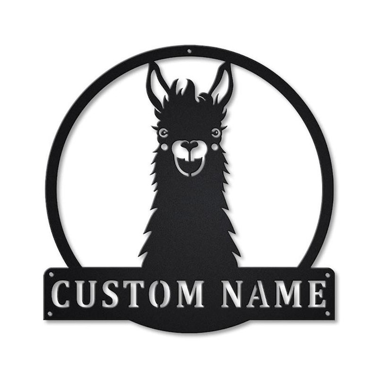 Personalized llama Animal Monogram Metal Sign Art , Custom llama Metal Sign, llama Animal Lover Sign Decoration For Living Room