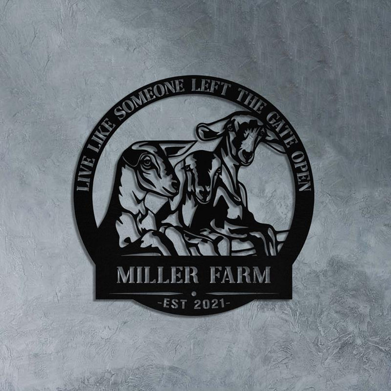 Personalized Metal Farm Sign Goat Monogram Custom Outdoor Farmhouse Entry Road Front Gate Wall Decor Gift