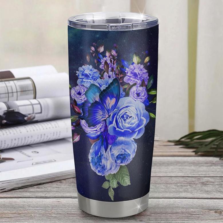 Personalized To My Mom From Son Stainless Steel Tumbler Cup Butterfly Always Be Your Little Boy Mom Mothers Day Birthday Christmas Travel Mug